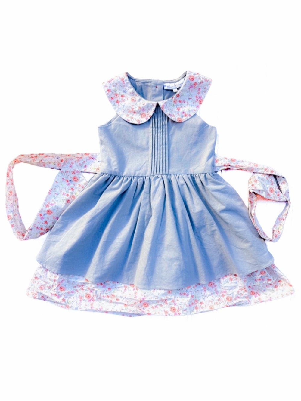 Oopsie Daisy Boutique Gray Pink Floral Peter Pan Collar Dress Size 5 Party Girl